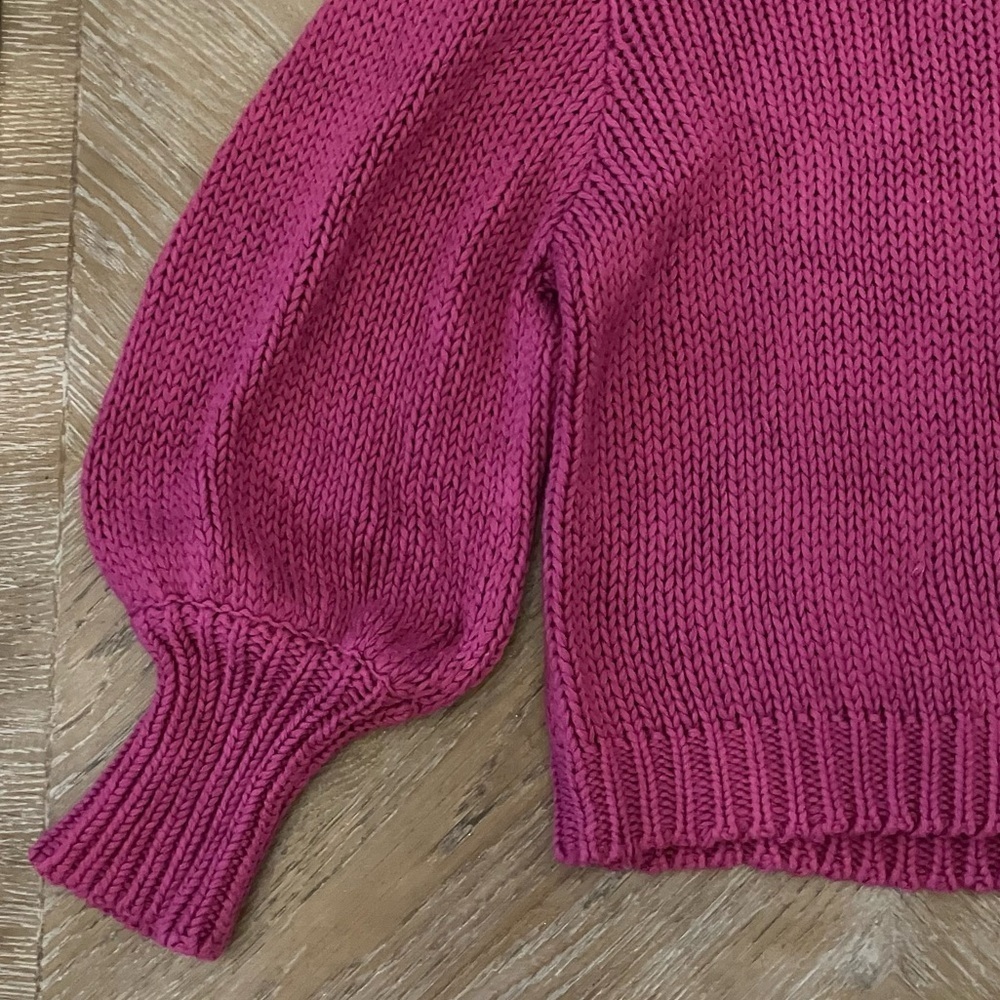 Pistola Gabbie Wild Orchid Puff Sleeve Chunky Knit Sweater (xs) Anthropology - Picture 8 of 11